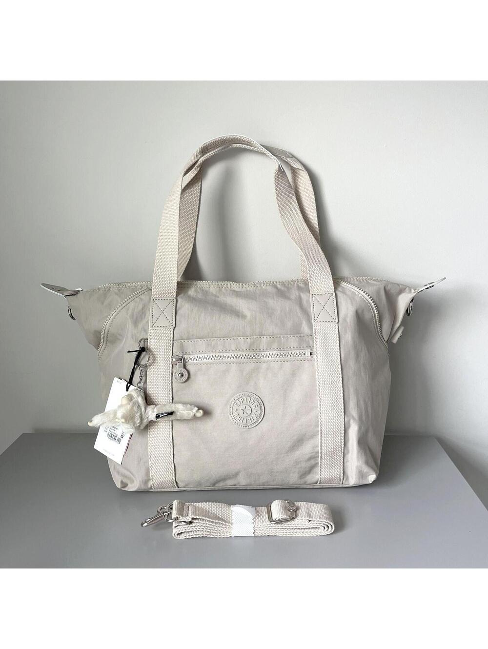 Kipling Art Medium Satchel Crossbody Tote Bag Natural Beige NWT